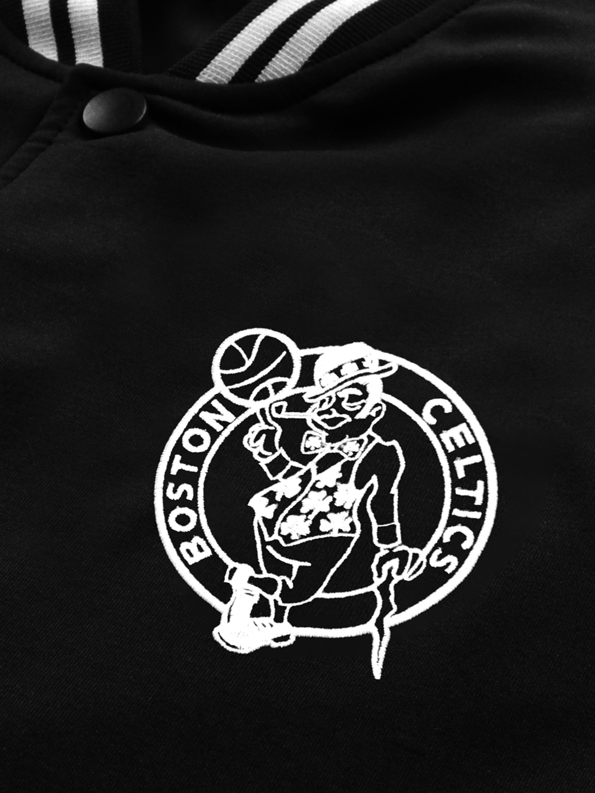 NBA - Boston Celtics Men Black Printed Long Sleeves PU Varsity Jacket (3)