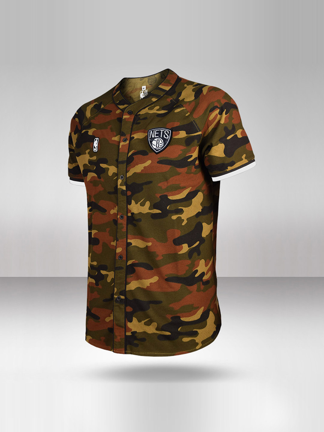NBA - Brooklyn Nets Brooklyn Nets: Camo Baseball Shirt - Olive Green (1)