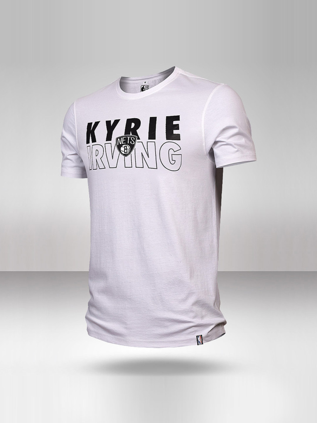 Men White Kyrie Irving Printed Round Neck Basketball T-Shirt 