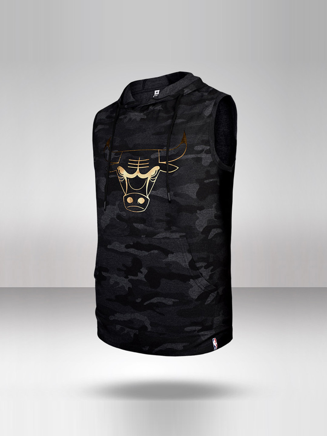 NBA - Chicago Bulls Chicago Bulls Gold Foil Sleeveless Hoodie Anthra Melange (1)