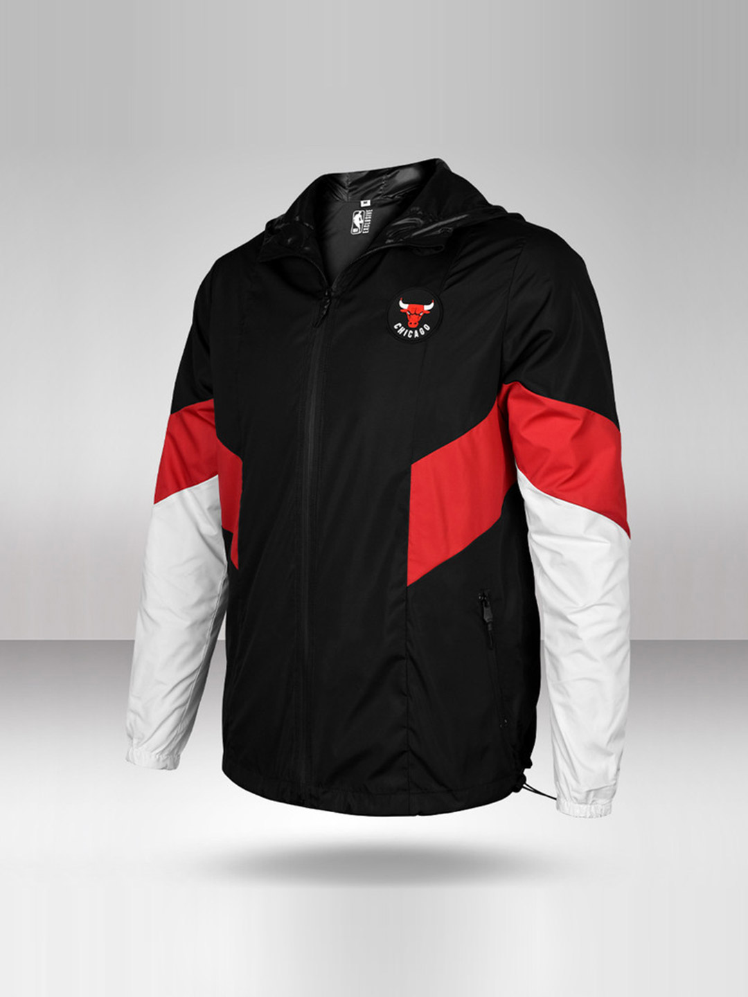 NBA - Chicago Bulls Men Black and Red Stormbreaker Sporty Hooded Jacket  (1)