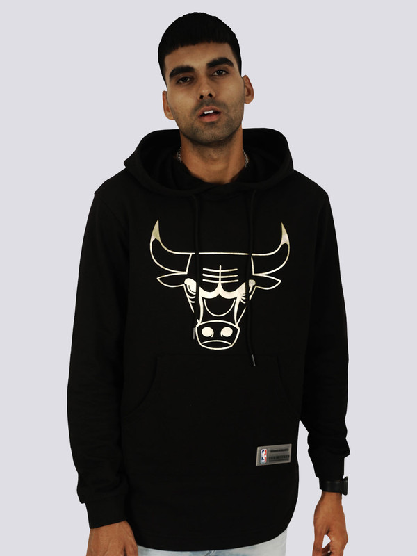 Men Black Printed Gold Foil Hoodie