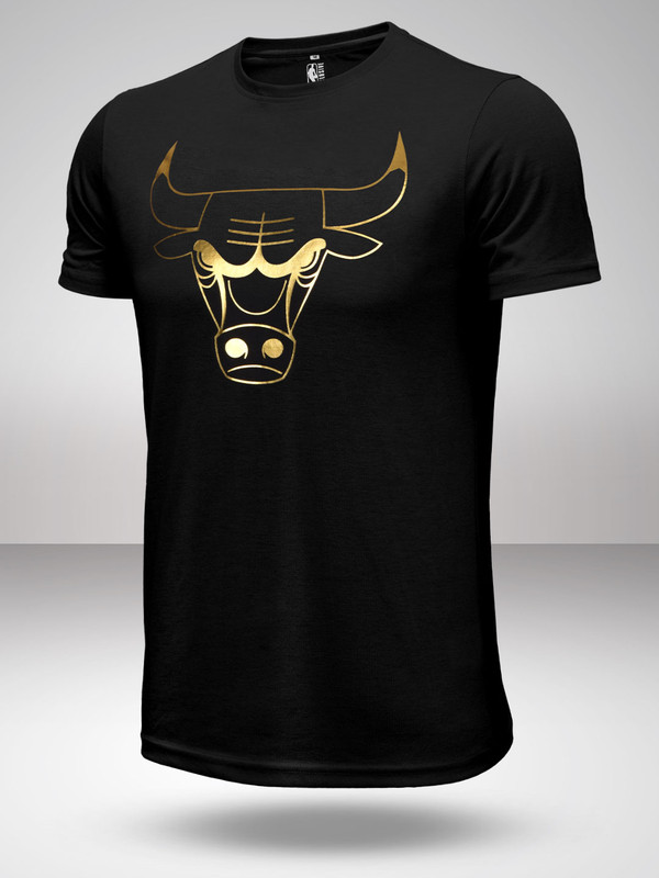 NBA - Chicago Bulls Men Black Solid Round Neck T-Shirts (1)