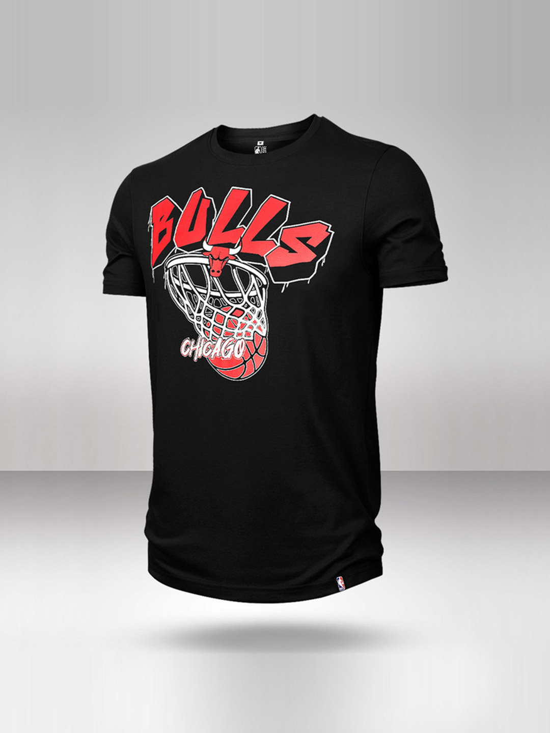 NBA - Chicago Bulls Men Black Typeface Drip Round Neck T-Shirt  (1)