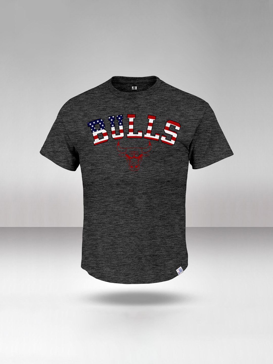 NBA - Chicago Bulls Men Charcoal Printed Round Neck T-Shirt  (1)