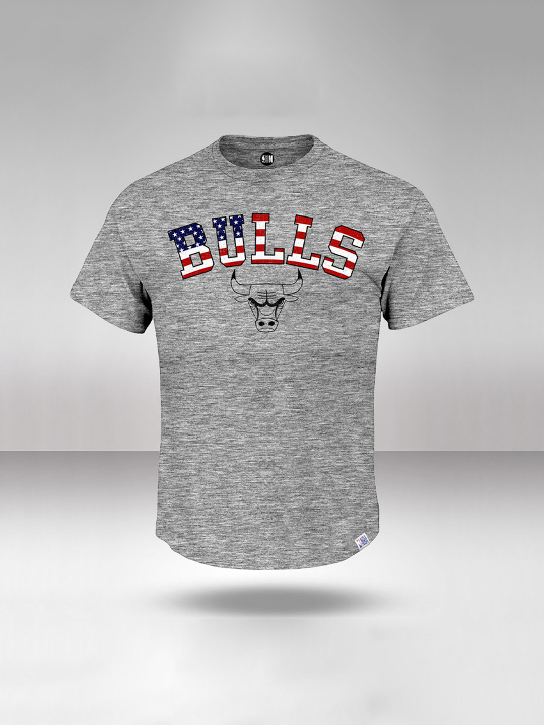 NBA - Chicago Bulls Men Grey Melange Printed Round Neck T-Shirt  (1)