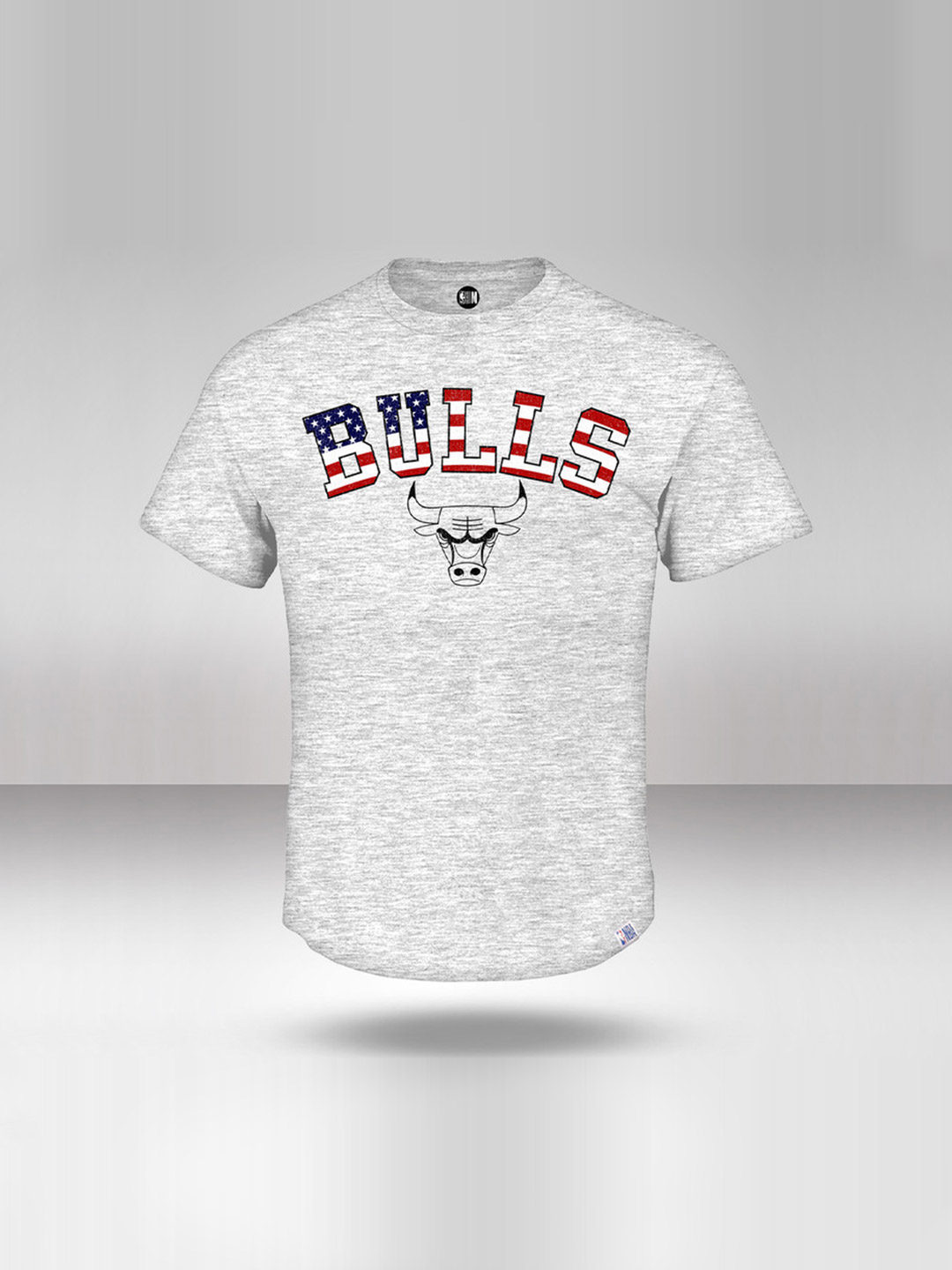 NBA - Chicago Bulls Men Grey Melange Printed Round Neck T-Shirt  (1)