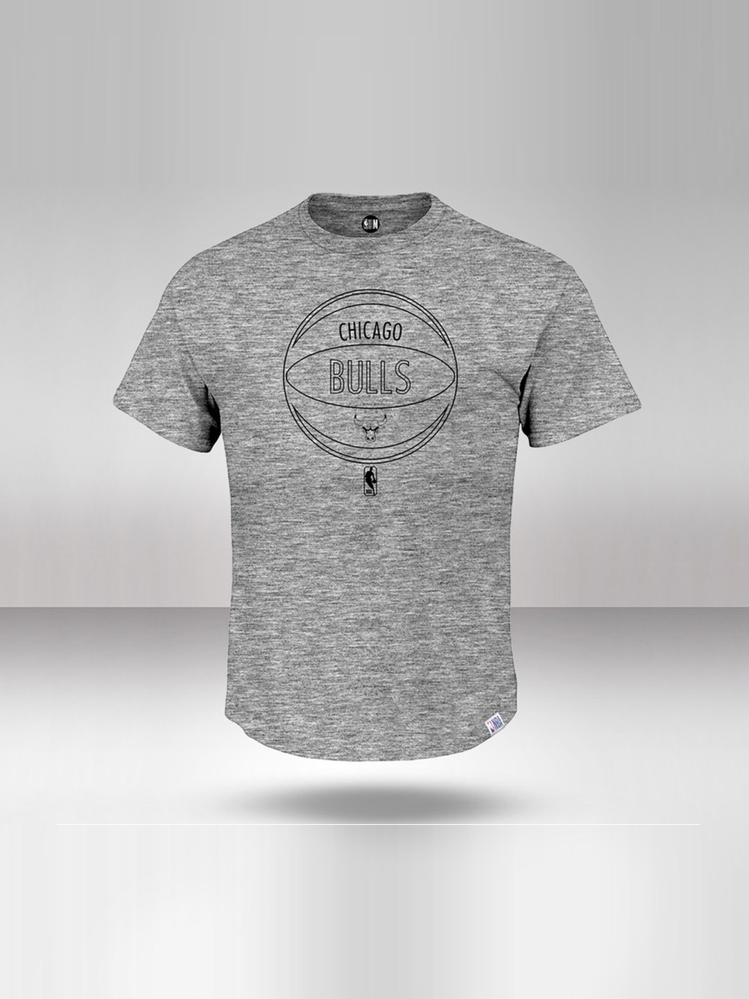 NBA - Chicago Bulls Men Grey Melange Printed Round Neck T-Shirt  (1)