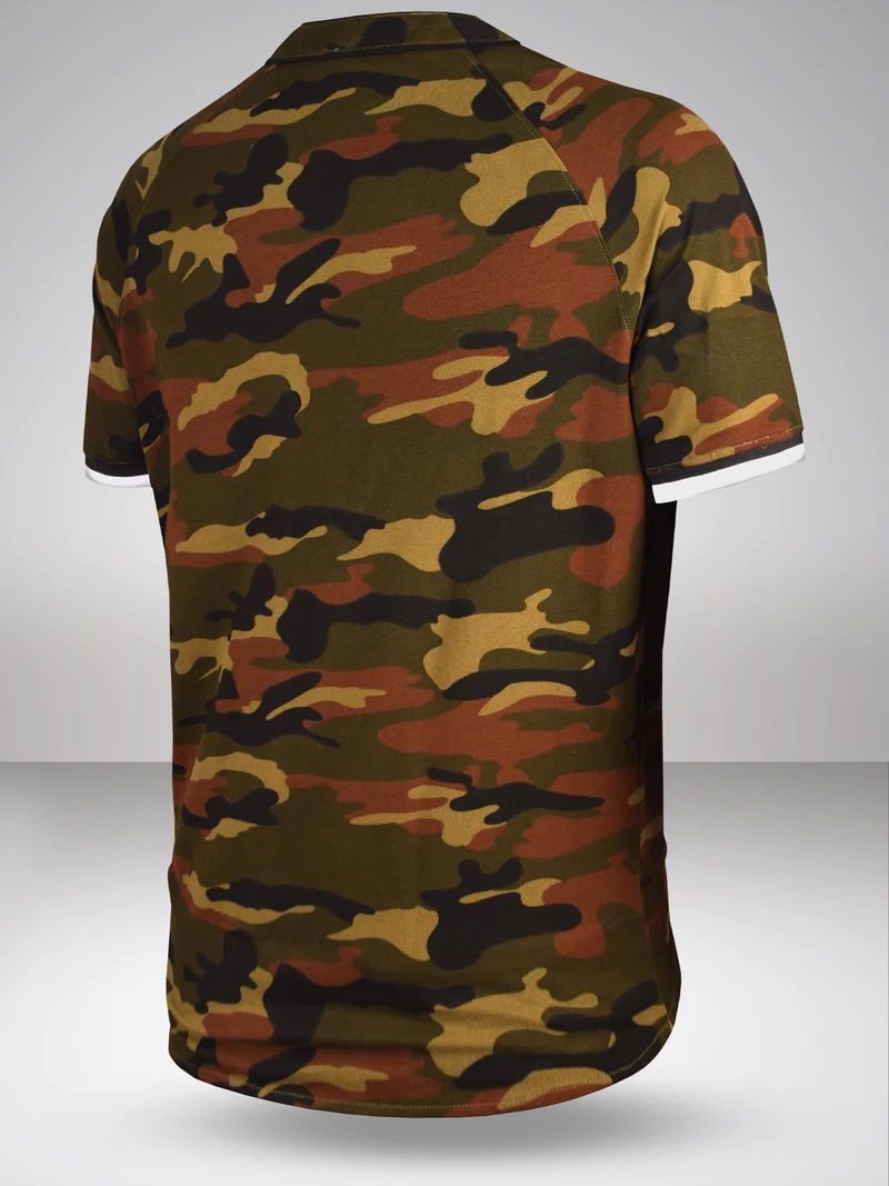 NBA - Chicago Bulls Men Olive Green Camo Printed Baseball Shirt  (2)