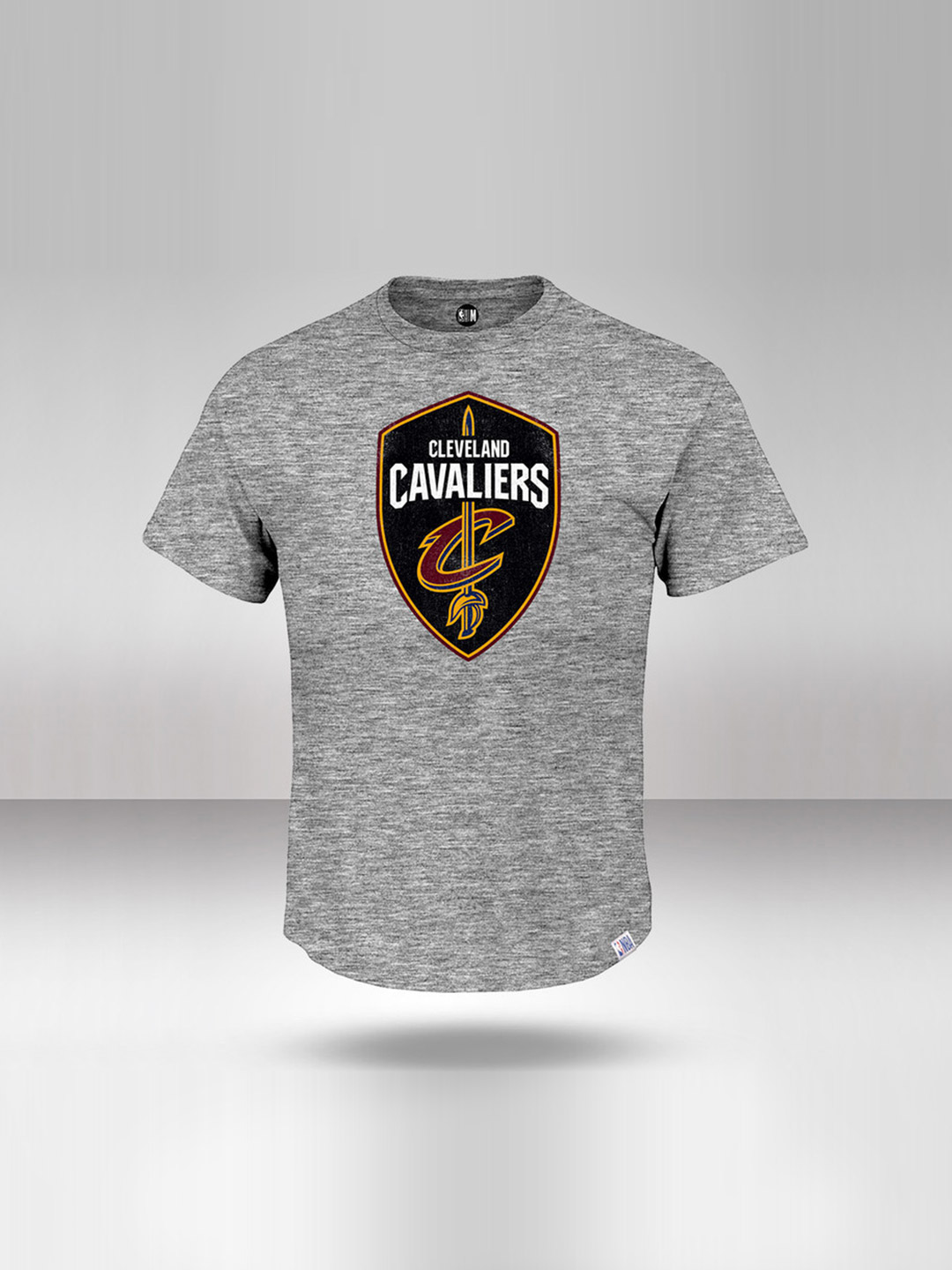 NBA - Cleveland Cavaliers Men Grey Melange Printed Round Neck T-Shirt  (1)