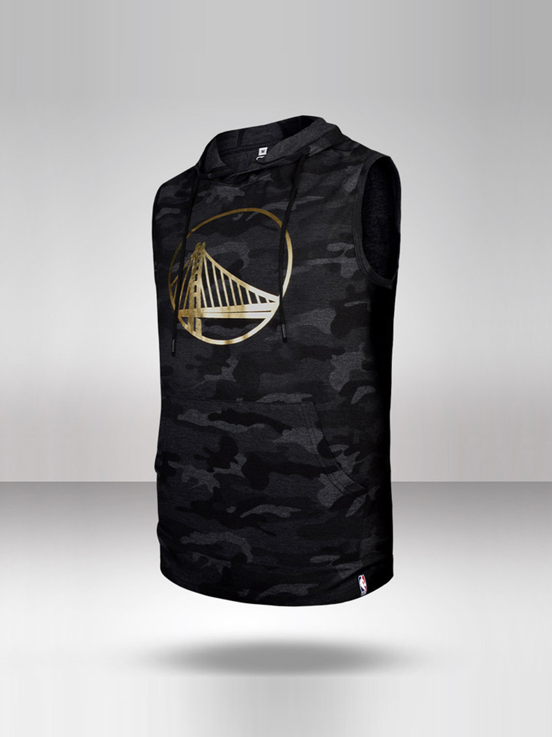 NBA - Golden State Warriors Golden State Warriors Gold Foil Sleeveless Hoodie Anthra Melange (1)