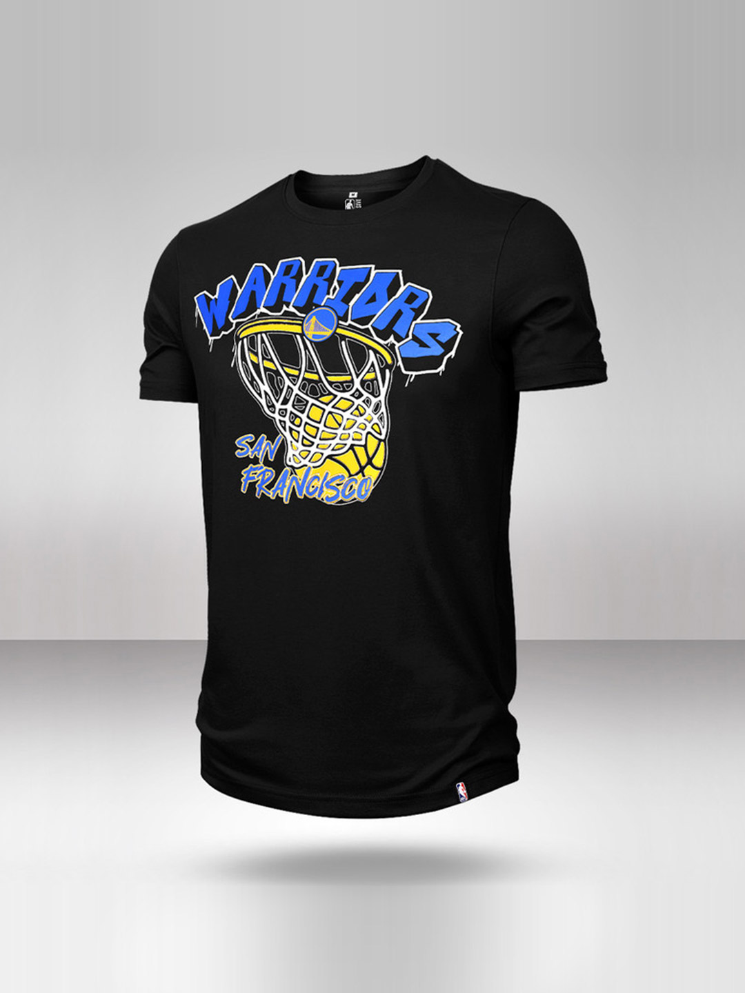 NBA - Golden State Warriors Men Black Typeface Drip Round Neck T-Shirt  (1)
