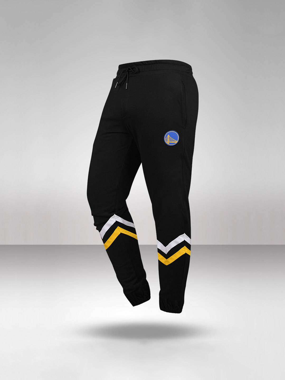NBA - Golden State Warriors Men Black Yellow Contrast Strip Joggers  (1)