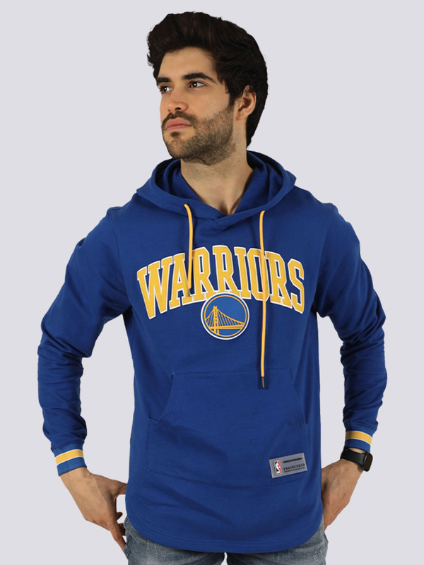 Men Blue Printed Typography Hoodie