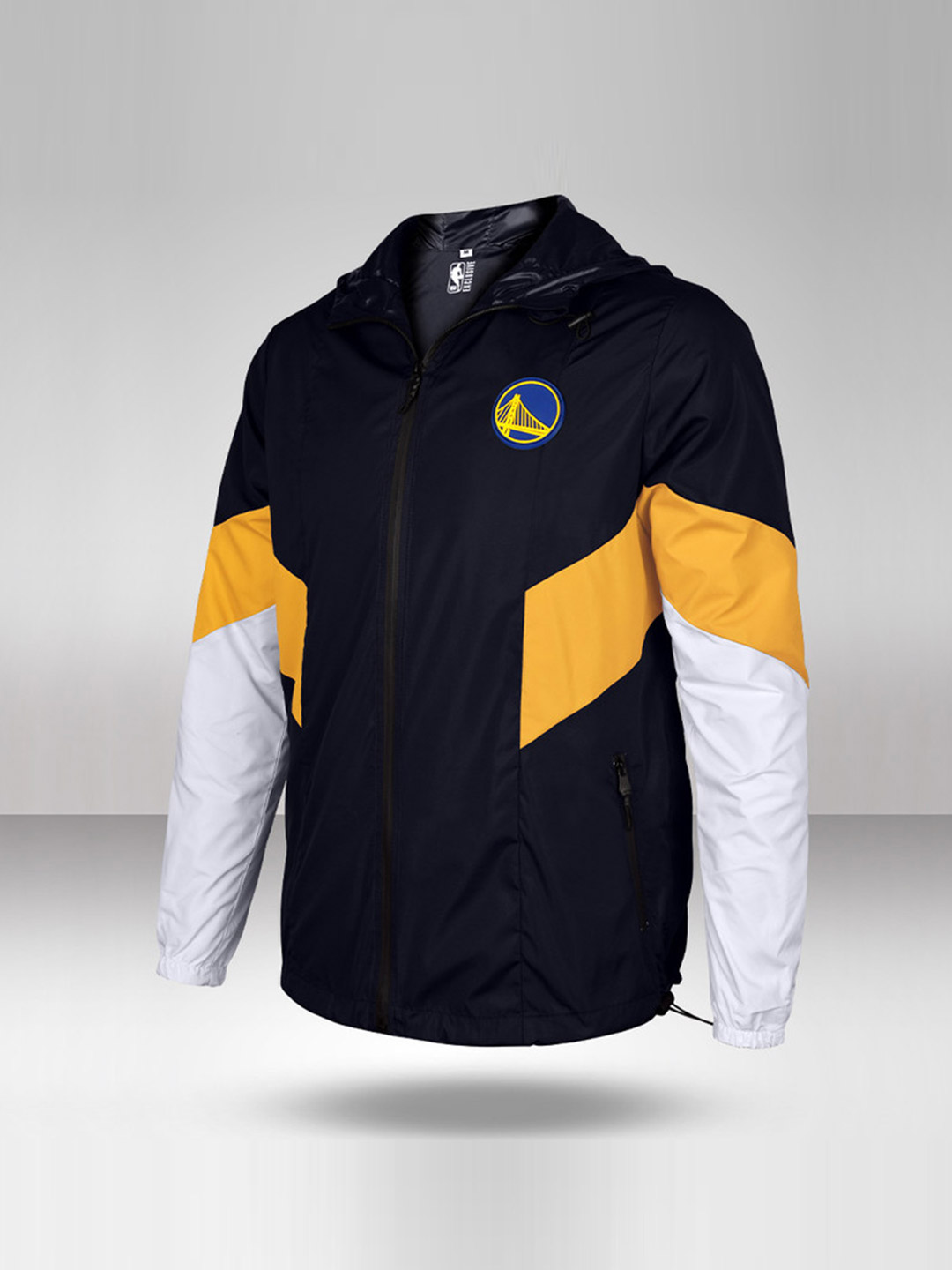NBA - Golden State Warriors Men Navy Blue and Yellow Stormbreaker Sporty Hooded Jacket  (1)