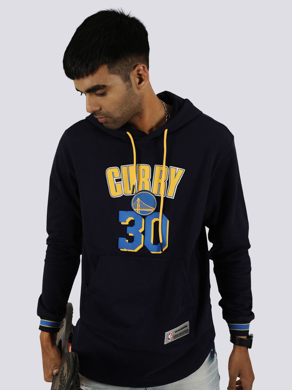 NBA - Golden State Warriors Men Navy Blue Printed Steph Curry Hoodie