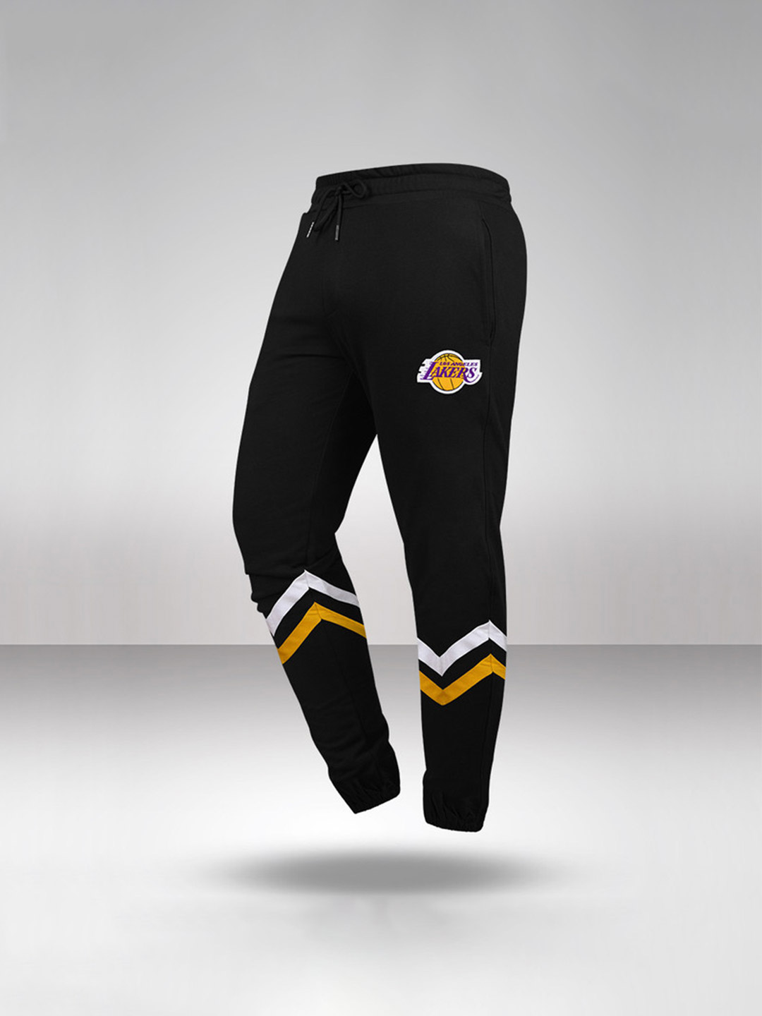 Los Angeles Lakers: Contrast Stripe Joggers - Black