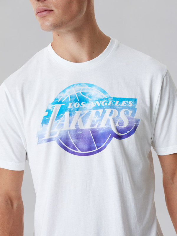 NBA - Los Angeles Lakers LA Lakers NBA Sky Print White T-Shirt
 (2)