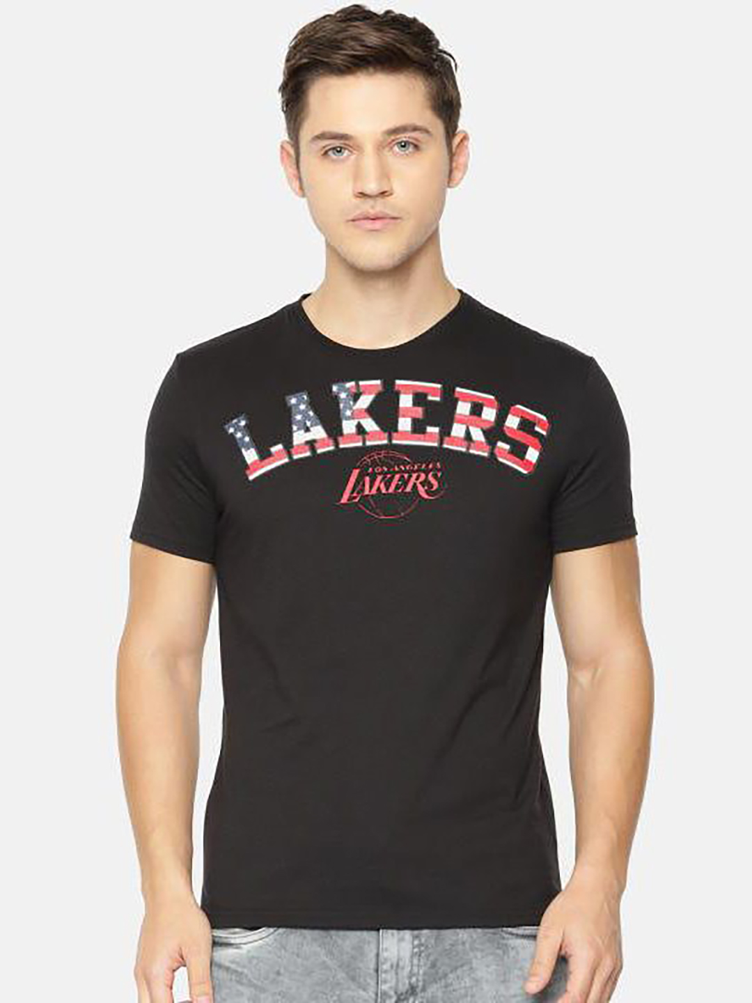 NBA - Los Angeles Lakers Los Angeles Lakers Men Black Round Neck T-Shirt (1)
