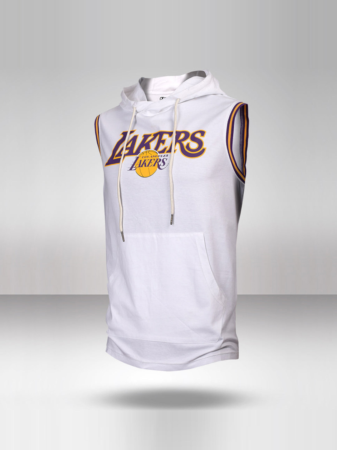 NBA - Los Angeles Lakers Los Angeles Lakers Men Round Neck Sleeveless Hoodie White T-Shirt (1)