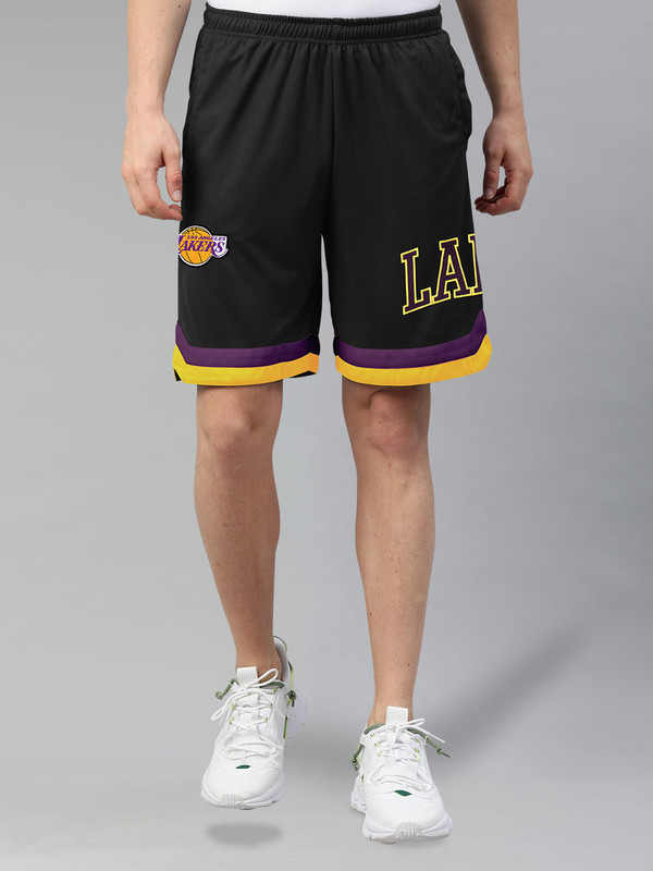 NBA - Los Angeles Lakers Men Black Embroidered Basketball Shorts (1)