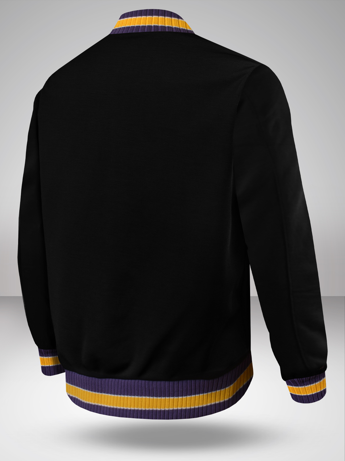 NBA - Los Angeles Lakers Men Black Logo Printed Full Sleeves Stand-Collar Polyester Letterman Jacket (2)