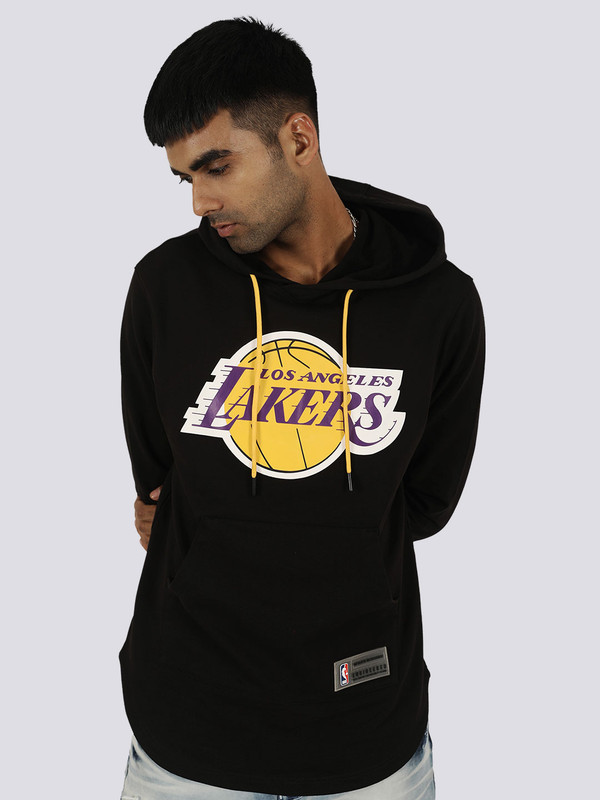Men Black Printed Classic Crest Hoodie