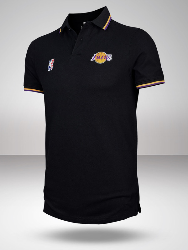 NBA - Los Angeles Lakers Men Black Printed Classic Polo T-Shirt (1)