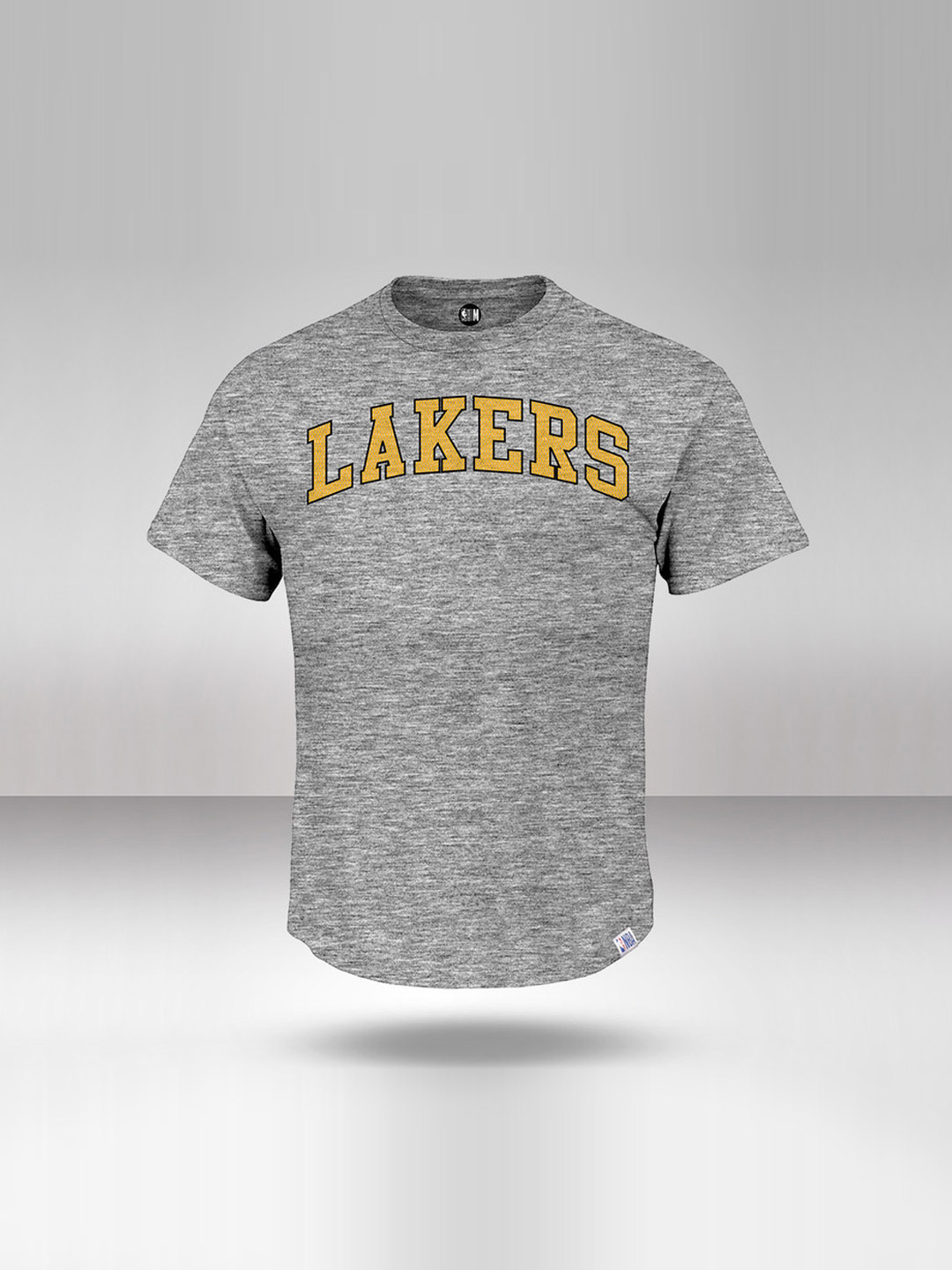 NBA - Los Angeles Lakers Men Grey Melange Printed Round Neck T-Shirt  (1)