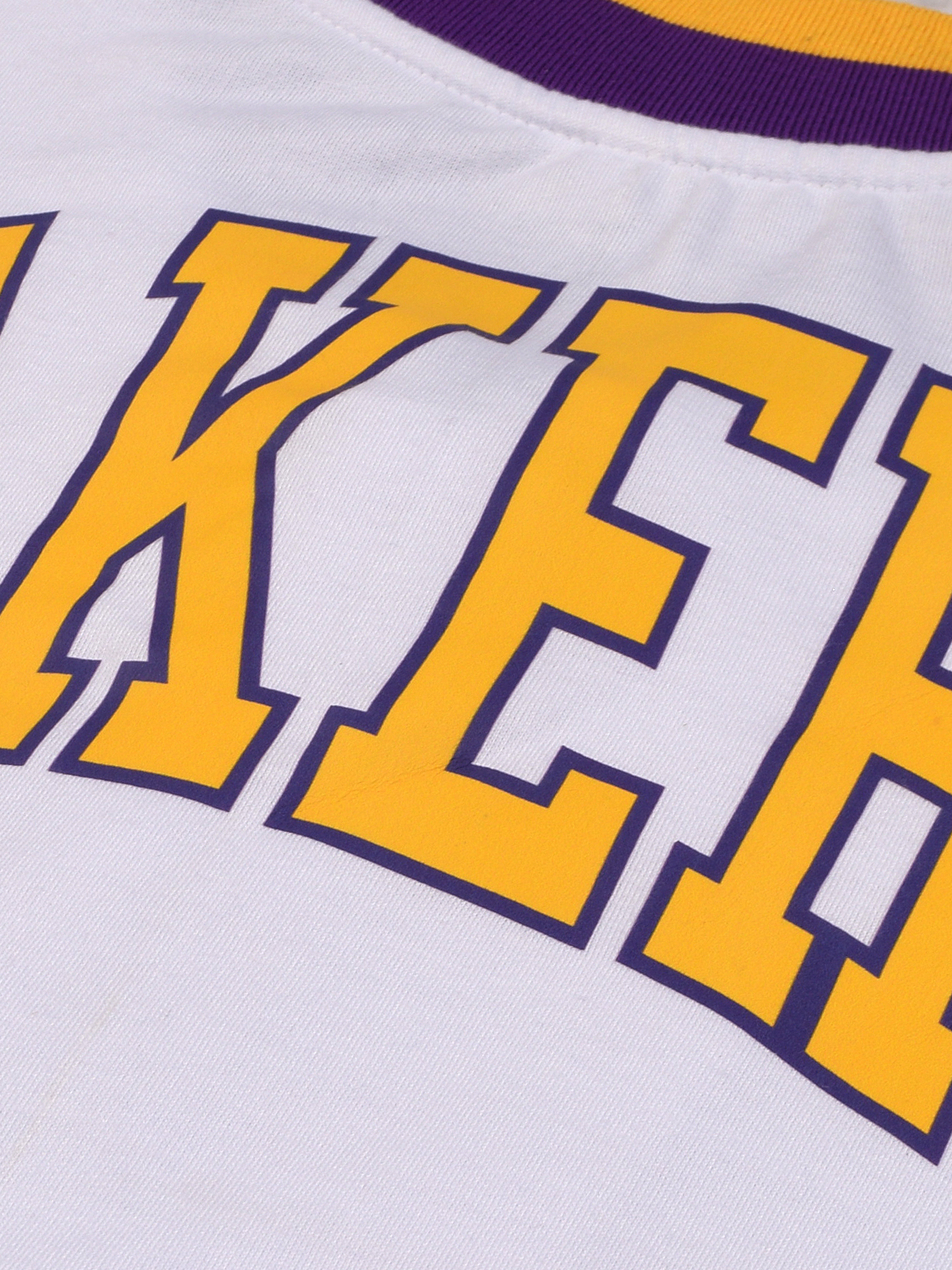 NBA - Los Angeles Lakers Men White Logo Printed Full Sleeves Stand-Collar Outdoor Polyester Bomber Jacket (4)