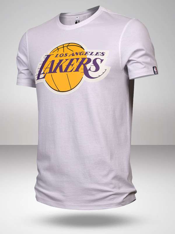 NBA - Los Angeles Lakers Men White Printed Classic Crest T-Shirt