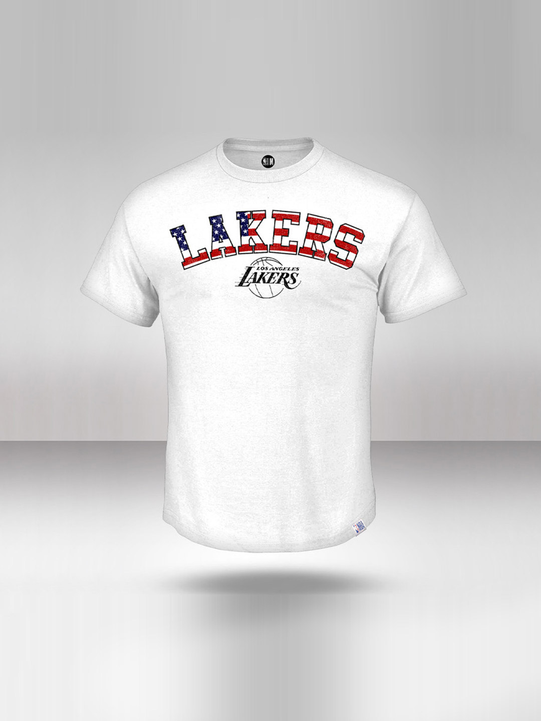 NBA - Los Angeles Lakers Men White Printed Round Neck T-Shirt  (1)