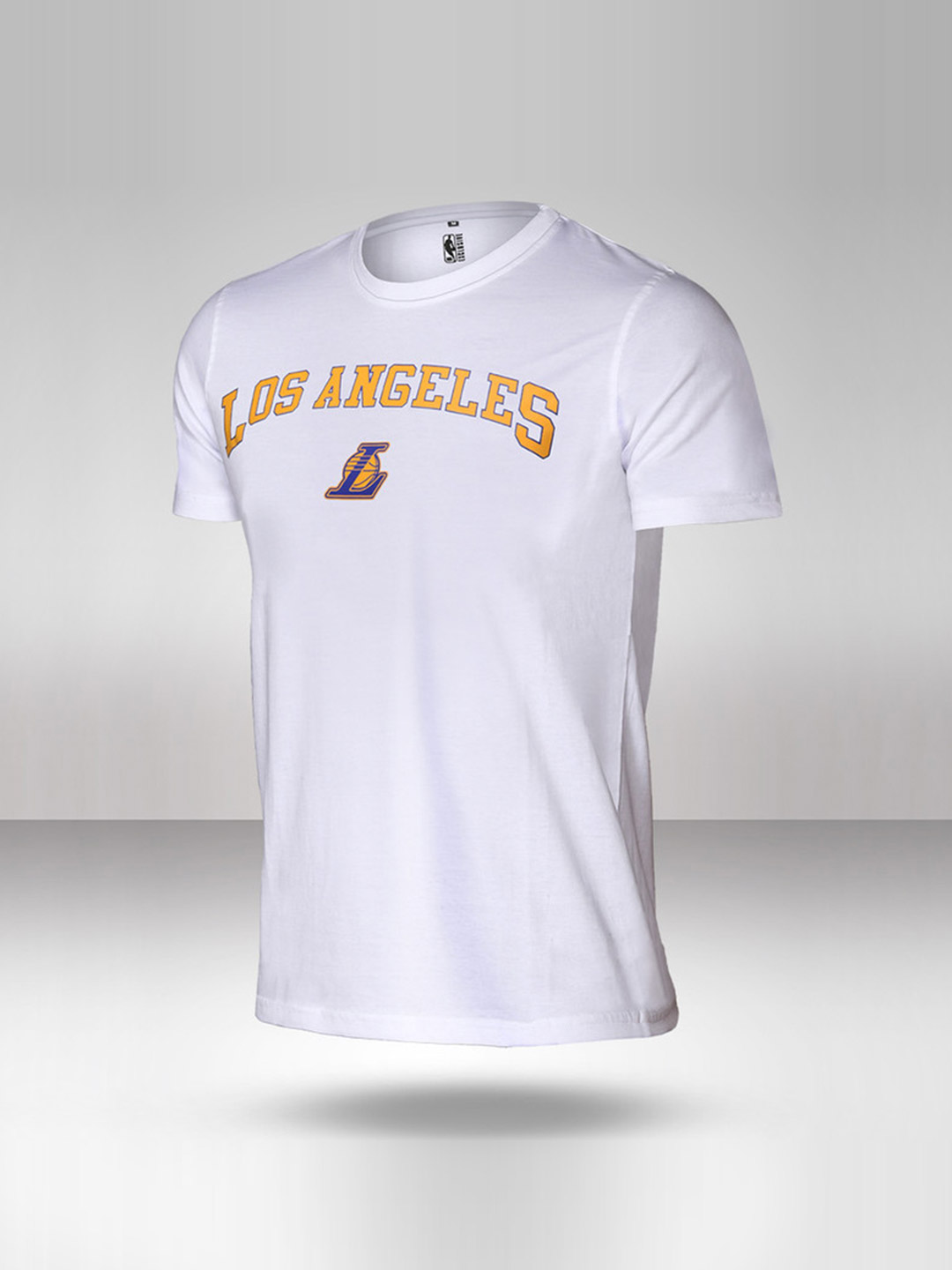 NBA - Los Angeles Lakers Men White Yellow Printed Round Neck T-Shirt  (1)