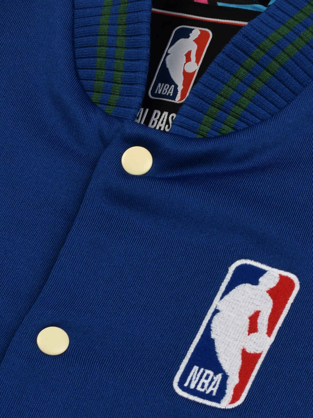 NBA Men Blue and Green Teams Logo Printed Full Sleeves Stand-Collar Polyester Varsity Jacket (3)