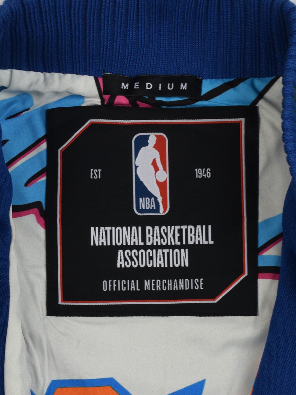 NBA Men Blue and Green Teams Logo Printed Full Sleeves Stand-Collar Polyester Varsity Jacket (4)
