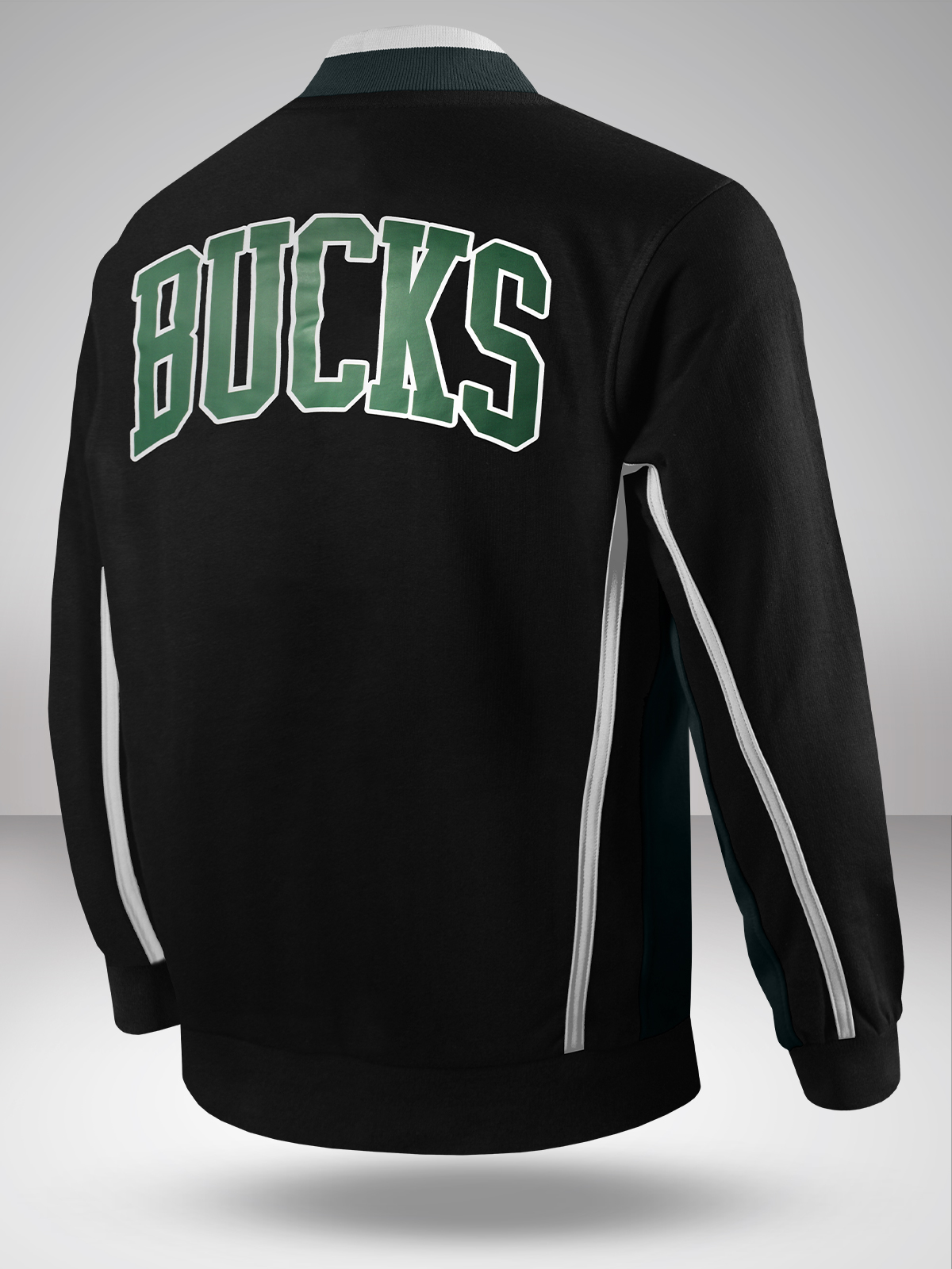 NBA - Milwaukee Bucks Men Black Logo Printed Full Sleeves Stand-Collar Outdoor Polyester Bomber Jacket (2)