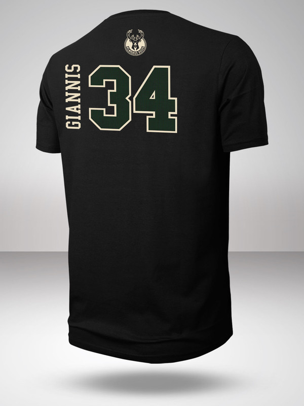 NBA - Milwaukee Bucks Men Black Printed Giannis Classic T-Shirt (2)