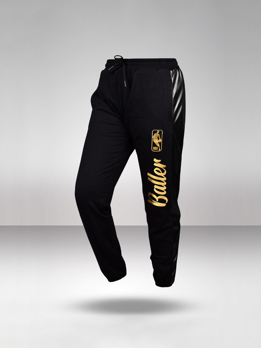NBA NBA: Women Faux Leather Paneled Joggers- Black (1)