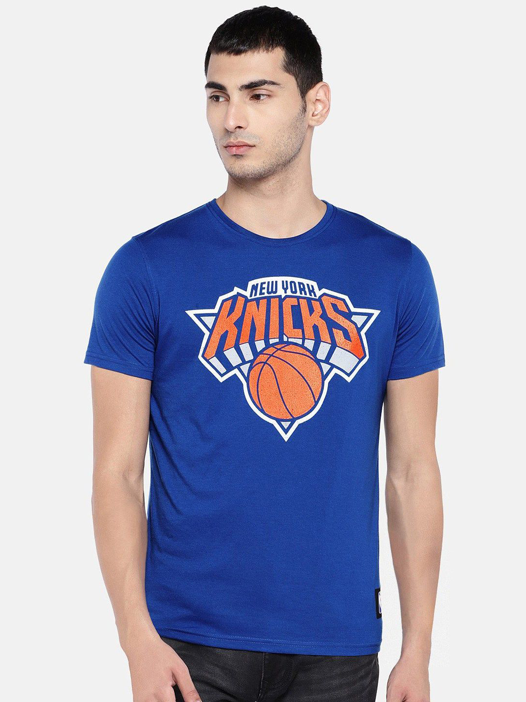 NBA - New York Knicks New York Knicks Men Navy Blue Round Neck T-Shirt (1)