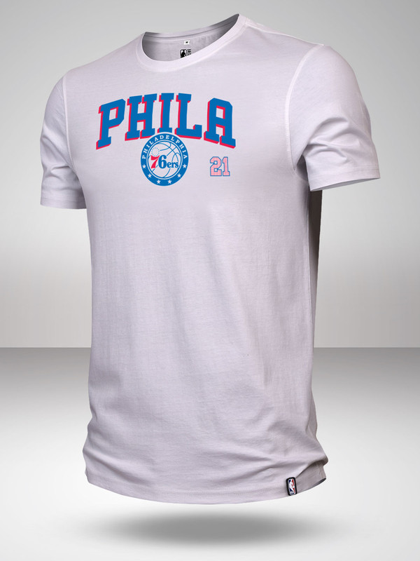 NBA - Philadelphia 76ers Men White Solid Round Neck T-Shirts
