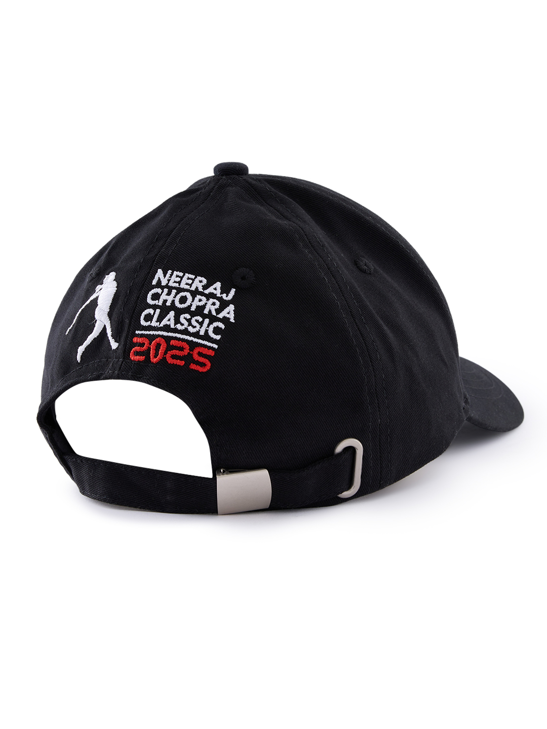 Neeraj Chopra Classic Black Embroidered Baseball Cap with Adjustable Buckle (5)