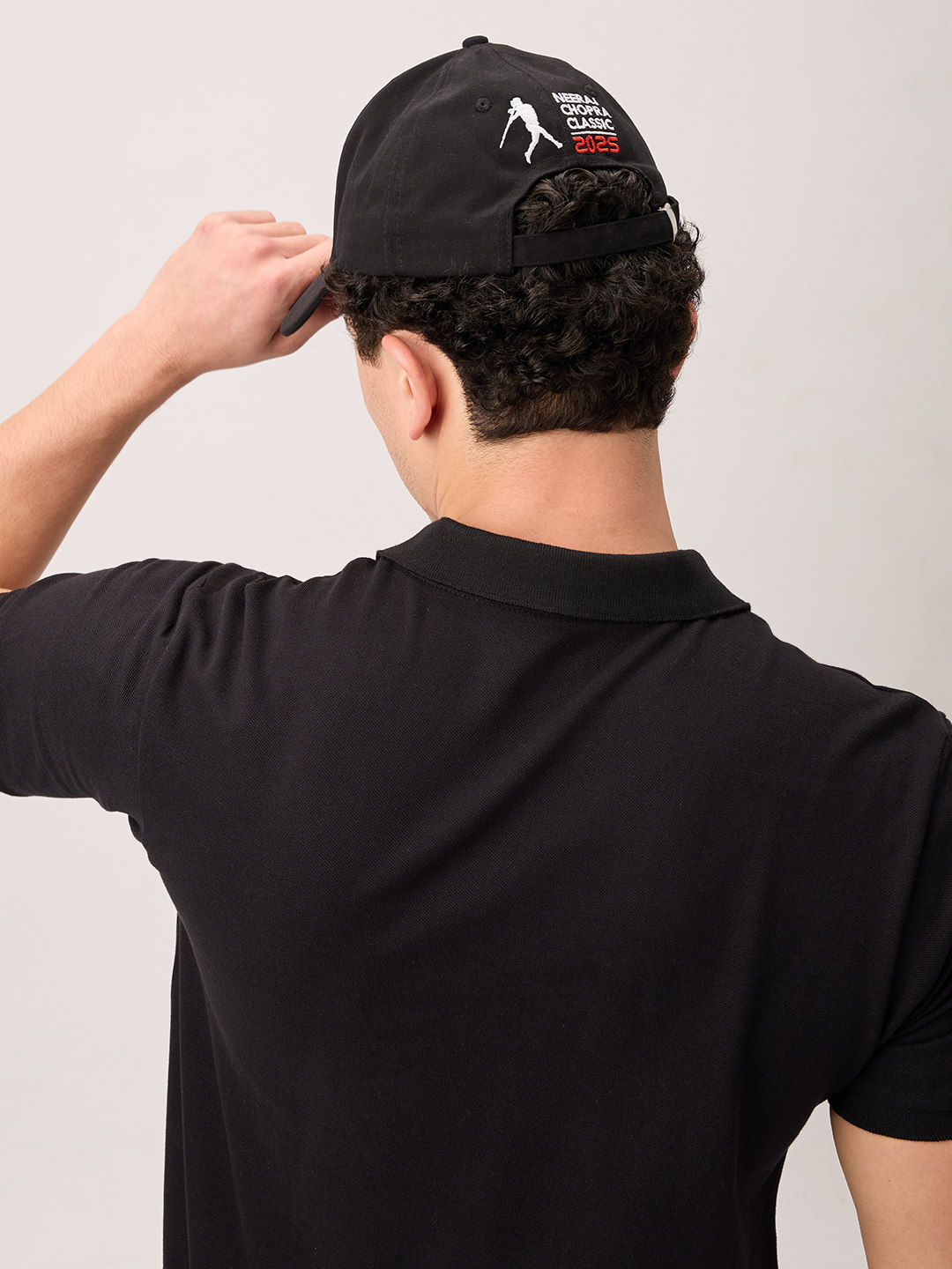 Neeraj Chopra Classic Black Embroidered Baseball Cap with Adjustable Buckle (8)