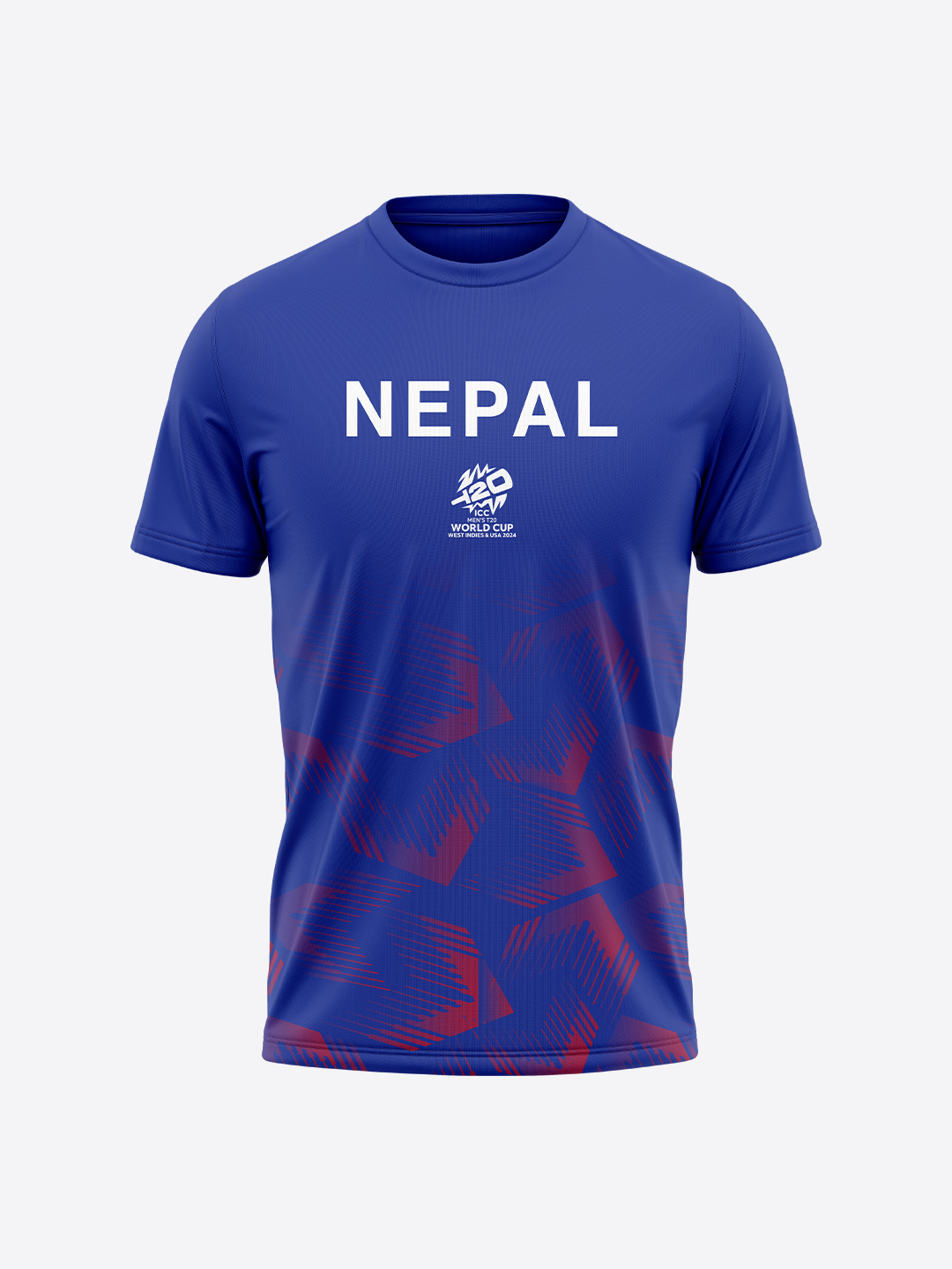 Nepal ICC Men's T20 WC-24 Royal Blue Logo Printed Half Sleeves Round Neck Polyester T-Shirt (1)