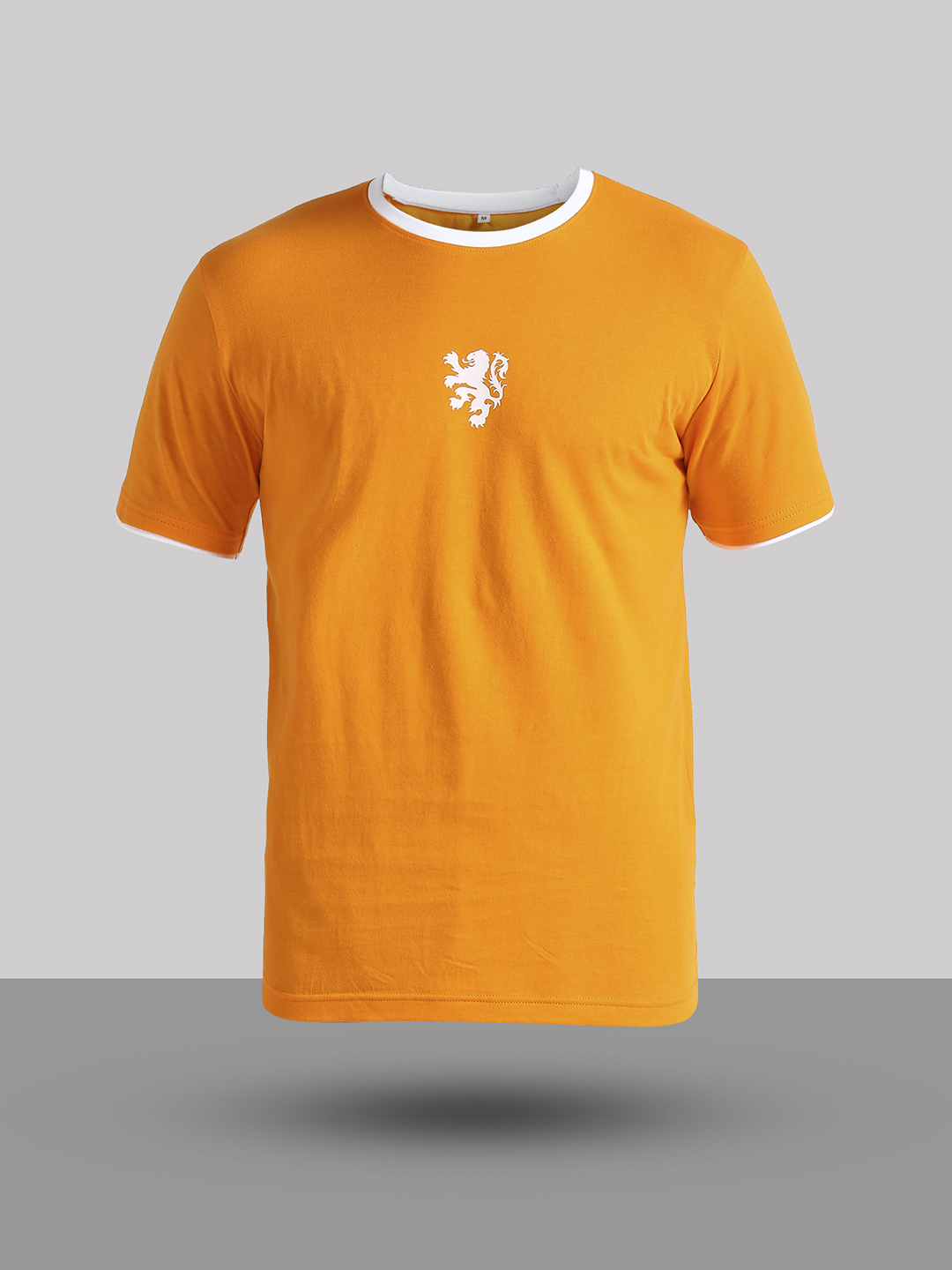 Netherland Men Orange Printed Round Neck Cotton T-shirt (10)