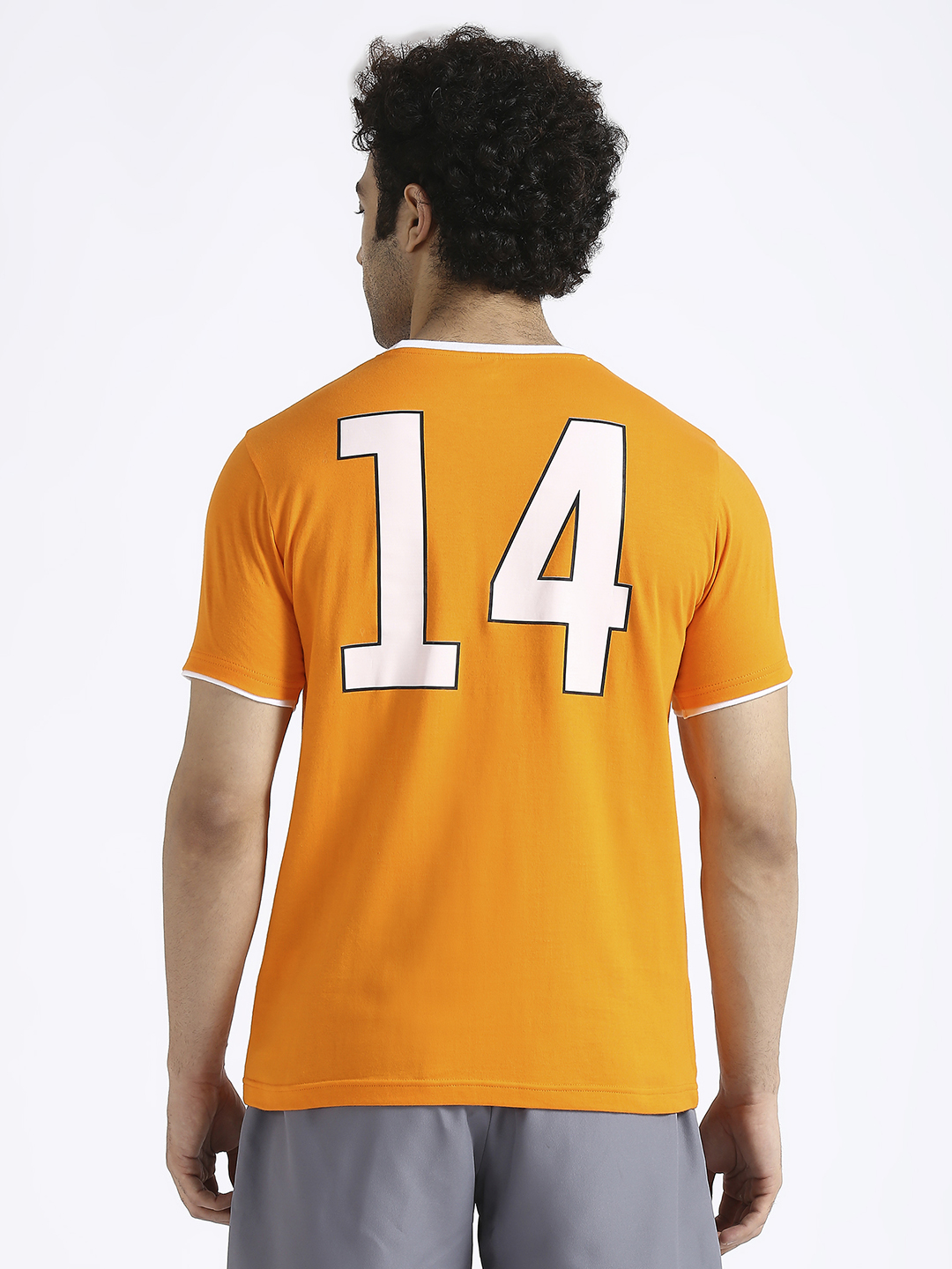 Netherland Men Orange Printed Round Neck Cotton T-shirt (4)