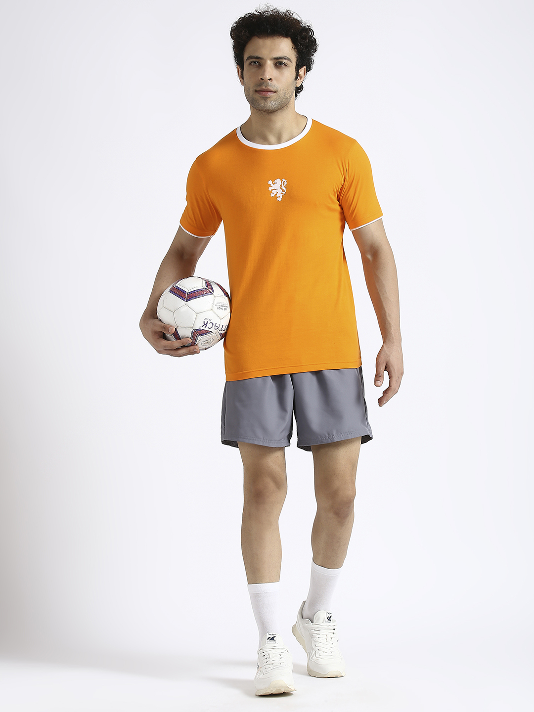 Netherland Men Orange Printed Round Neck Cotton T-shirt (7)