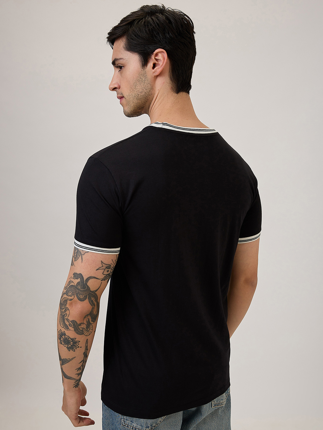New Zealand ICC Champions Trophy 2025 Men Black and White Printed Typography Half Sleeves Round Neck Cotton T-Shirt (2)
