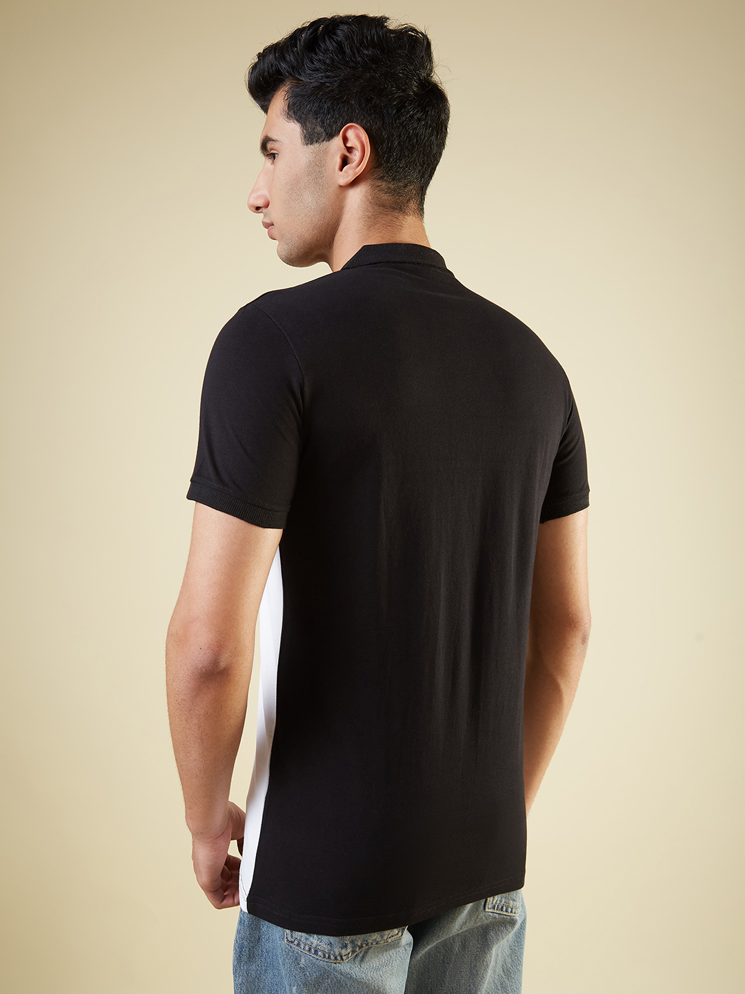 New Zealand ICC Champions Trophy 2025 Men White and Black Printed Colorblocked Half Sleeves Polo Collar Cotton T-Shirt (3)