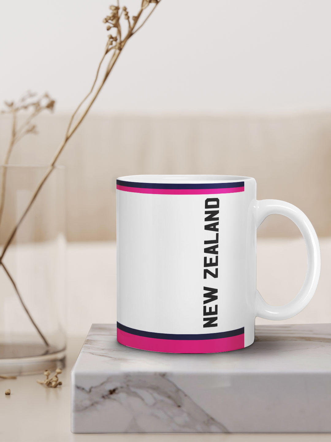 New Zealand ICC Men's T20 WC-24 Team New Zealand White and Pink Printed Ceramic Mug 325 ML (7)