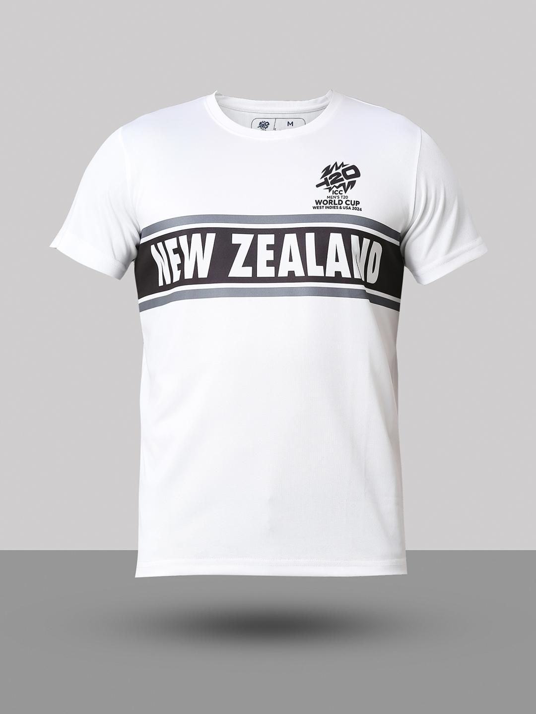 New Zealand ICC Men's T20 WC-24 White Typography Half Sleeves Round Neck Polyester T-Shirt  (6)